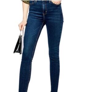 Topshop Moto Jamie Mid Blue High Rise Skinny Jeans - 32